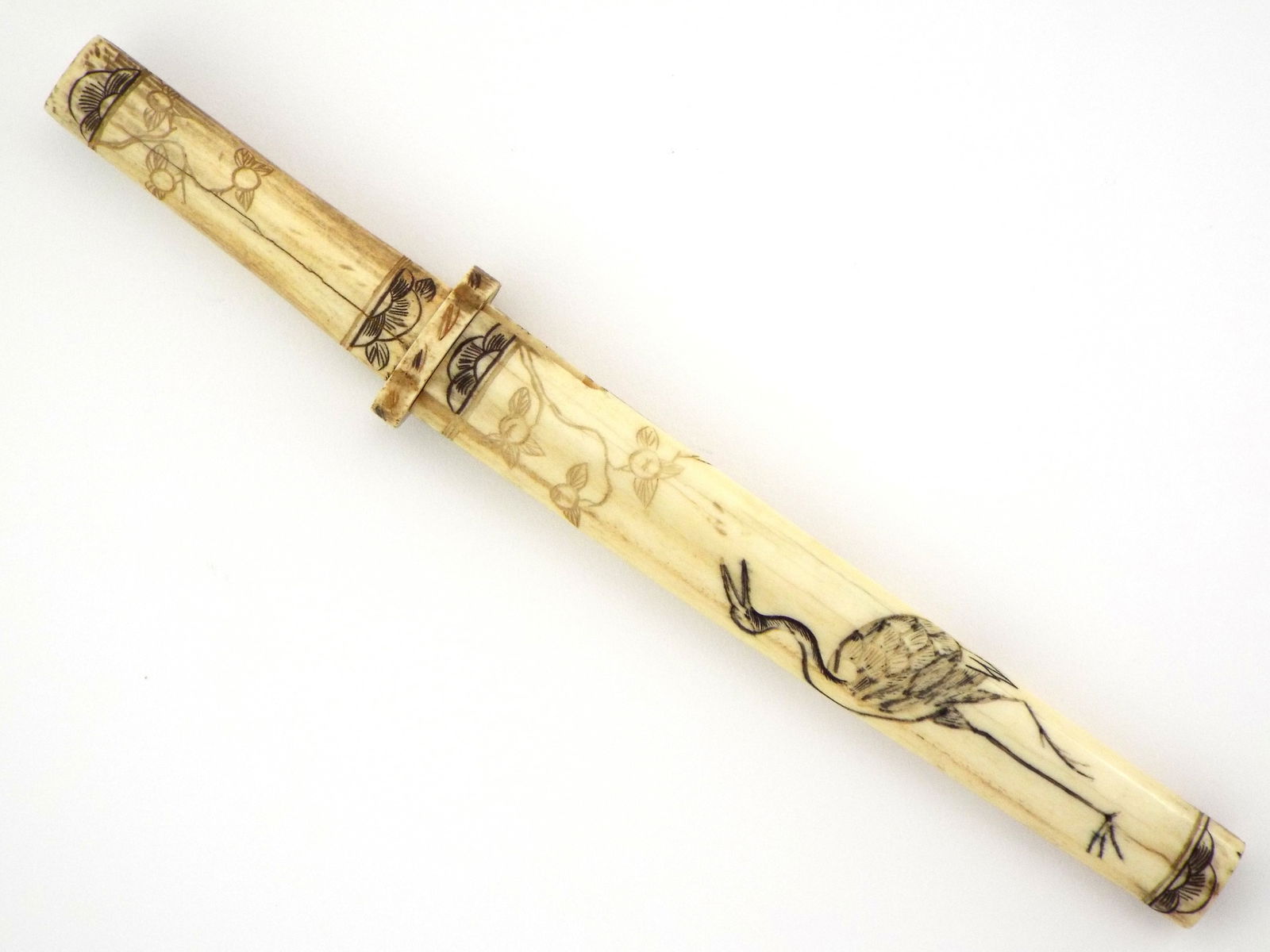 Antique Japanese Lady's Tanto Geisha Knife Dagger Nice Carved Mounts And Scabbard (1 of 18)