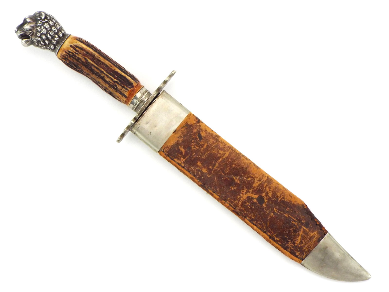 Very Large English Bowie Knife Lion Head Pommel EVANS LONDON on Blade (1 of 13)