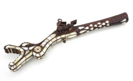 Very Fine and RARE Caucasian Miquelet Blunderbuss Pistol Inlaid with MOP Decorations