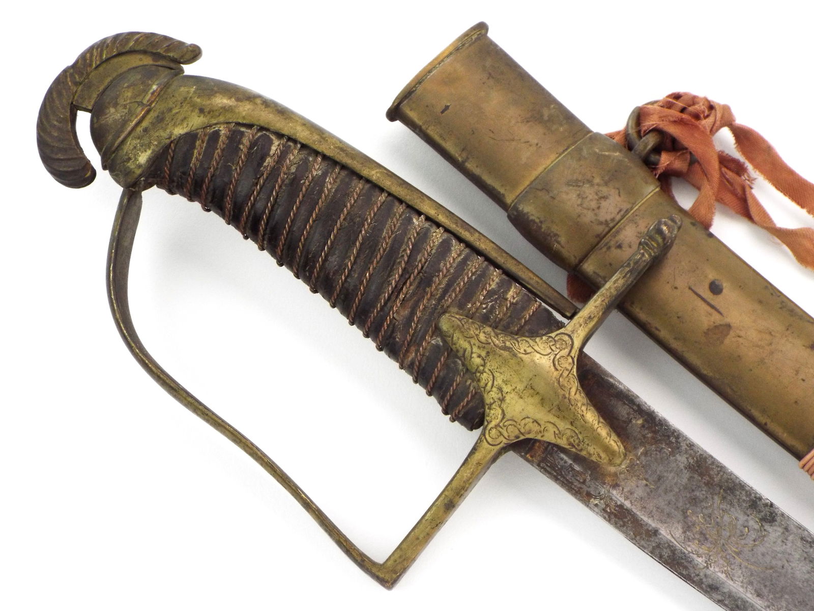 RARE Antique French Napoleonic Officer's Sword With Knight Helmet Pommel and Engraved Blade. (1 of 18)