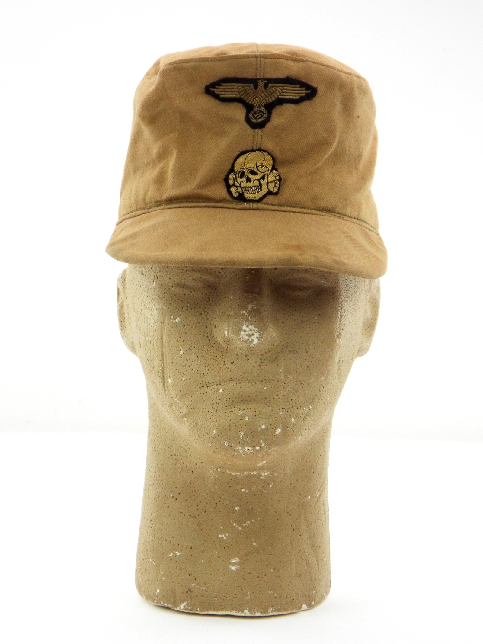 EXTREMELY RARE Original German WWII Waffen SS Tropical Field Cap.: For Your Consideration, Is This Rarely Encountered Tropical Waffen SS M43 Style Field Cap. This Particular Model Is Void Of Side Air Vents And Is Size Marked 56, As Is Proper With This Model. This Cap