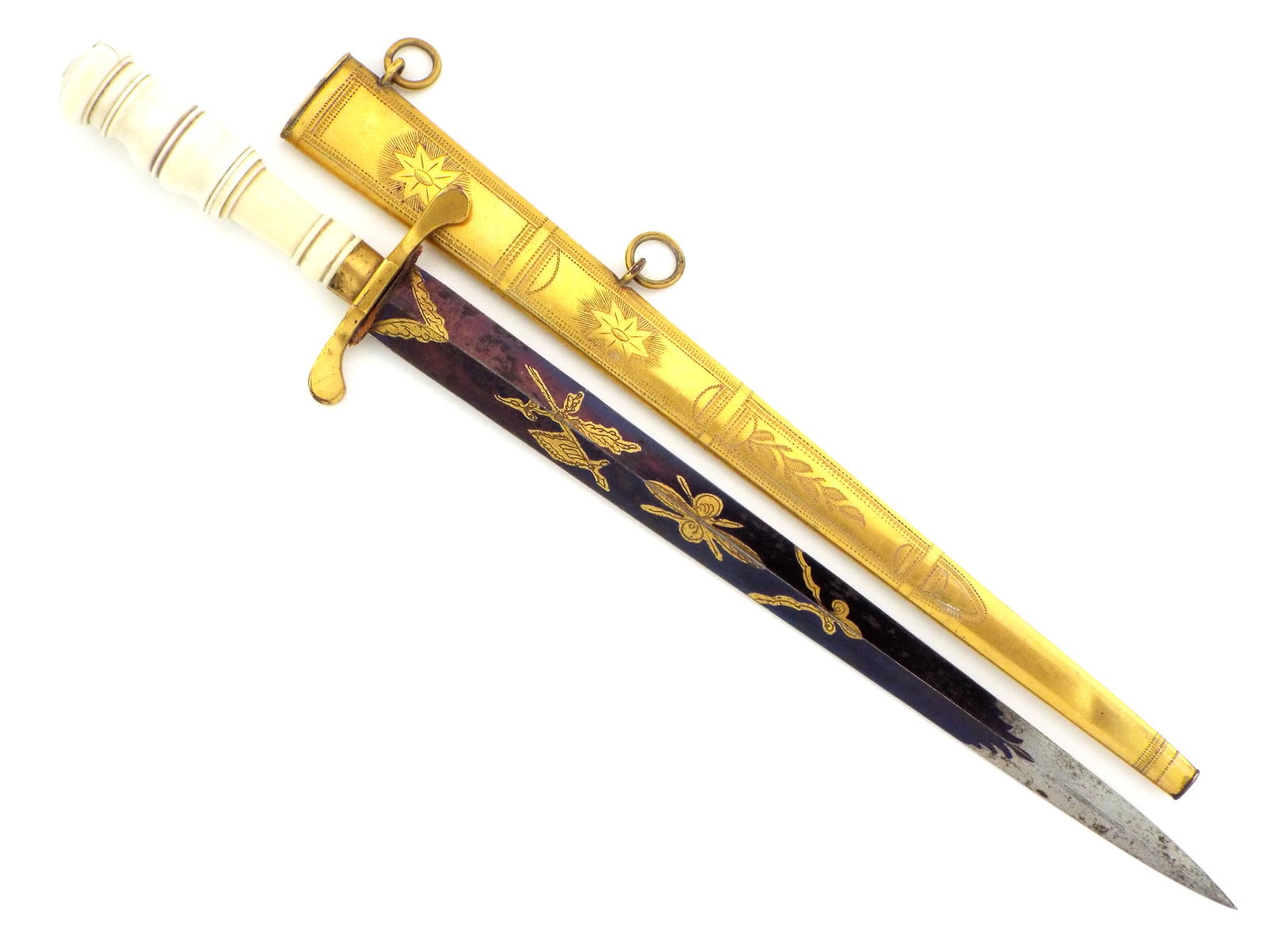 EXQUISITE English Napoleonic Wars Era Naval Officer's Dirk Navy Dagger. (1 of 19)