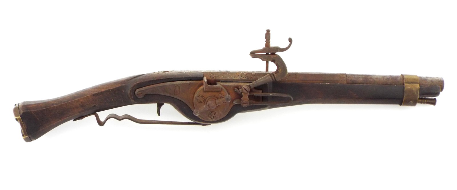 Nice Victorian Italian Military 19th Century Wheel-lock Pistol .: Nice Victorian Italian Military 19th Century Wheel-lock Pistol .Full Length 22 Inches.