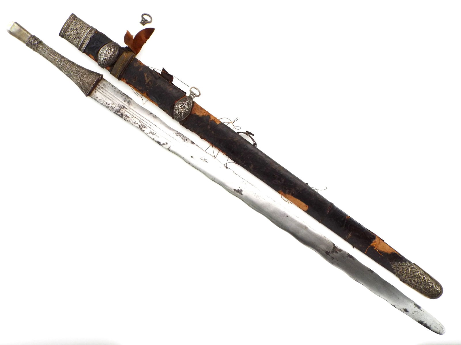 17-18th C. Oman Katara Islamic Long Sword With Fine Silver Hilt And Mounts. (1 of 17)