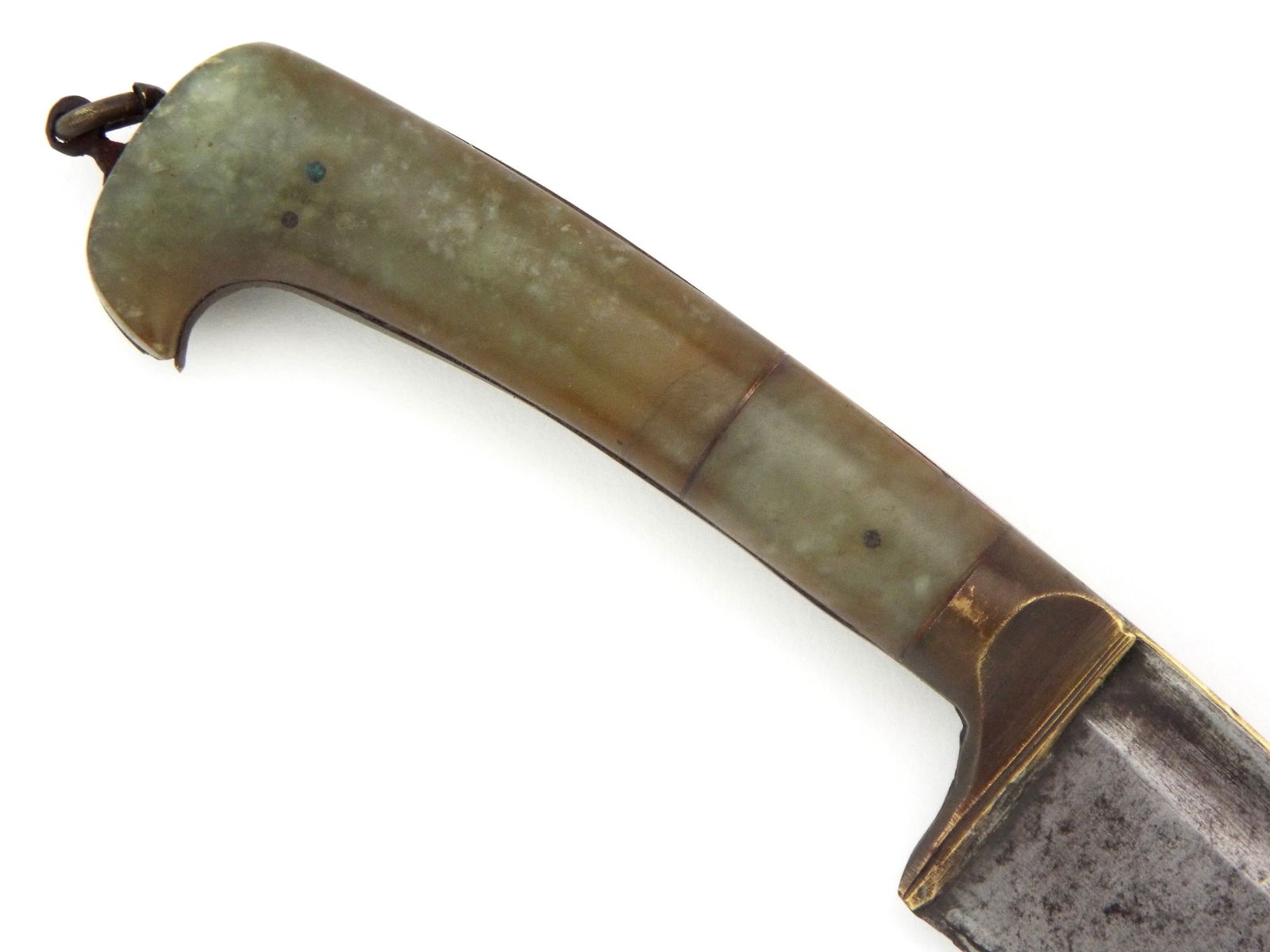 Antique Islamic Qajar Dynasty Persian Jambiya Dagger Knife With Jade Grip. (1 of 11)