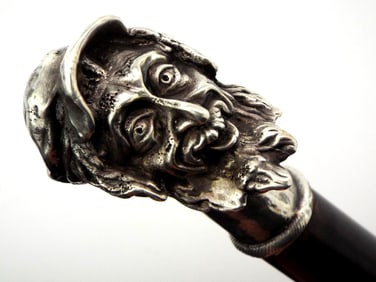 Antique Victorian Sterling Silver Walking Stick Cane