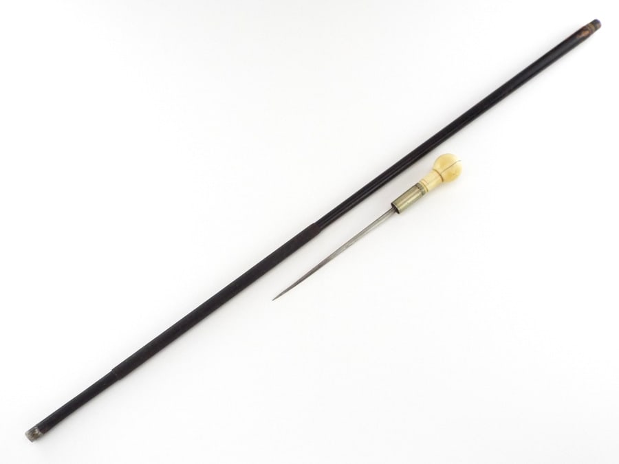 Very Good Antique 19th C. Gentleman's SWORD Cane, Fine Carved Handle (1 of 15)