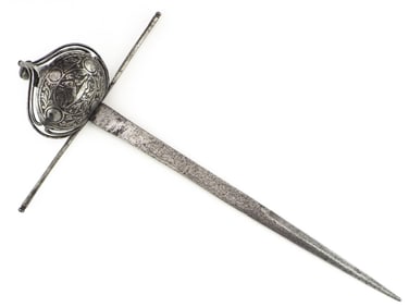 Very Nice Antique Italian or Spanish Left Hand Dagger with Chiseled Mounts.