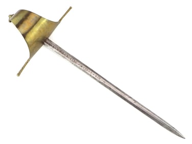 18th C. Large Spanish Left Hand Dagger, Main Gauche, A Large Brass Knuckle Guard