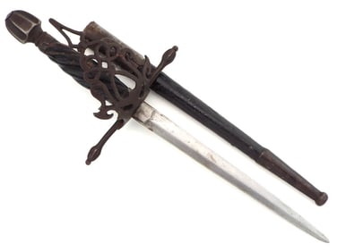 Very Nice Antique Italian or Spanish Left Hand Dagger with Open Work Mounts