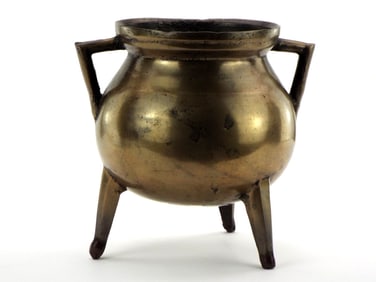 Very Good Antique German 17th C. Bronze Cauldron.
