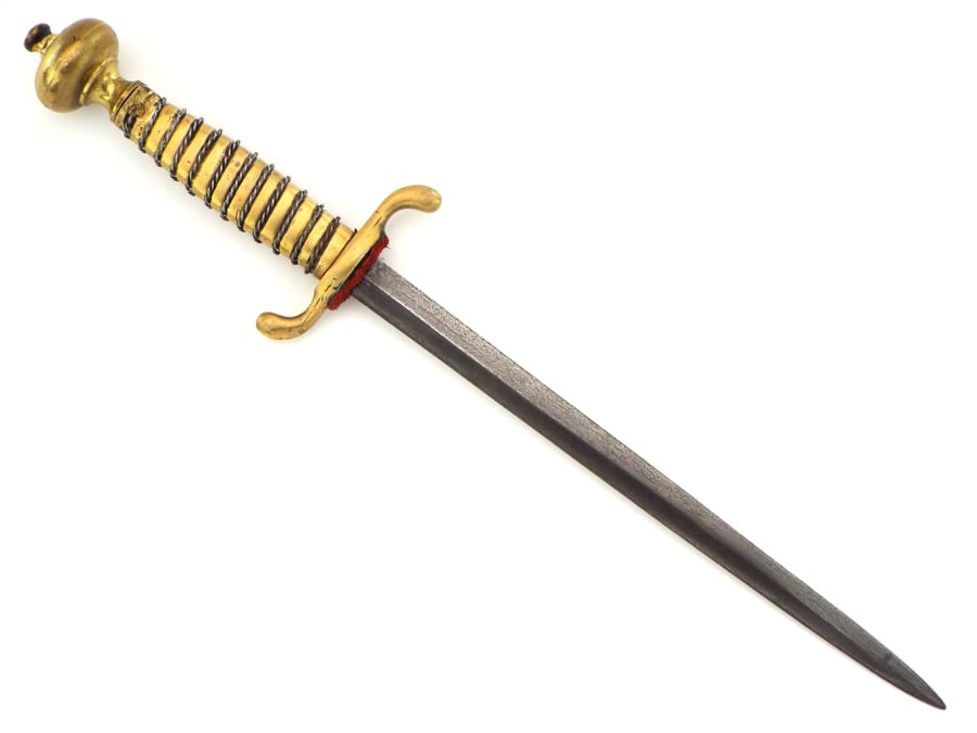 Very Good Antique German Napolianic Wars era Naval Dagger Navy Dirk Damascus Blade (1 of 15)