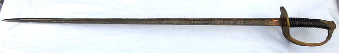 19 century Belgian high ranking officers presentation sword with golden etched blade