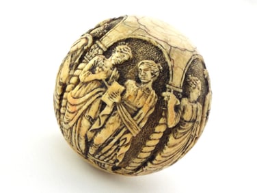 One of a Kind VERY FINE 17th C. Billiard Ball Hand Carved by Denis Holler