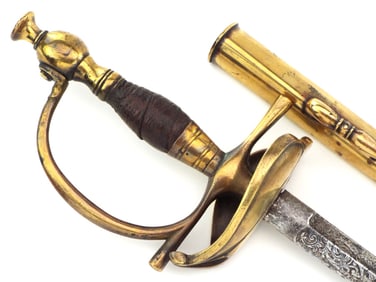 Early 19 century small sword with profoundly etched blade, possibly Russian , circa 1830-1840