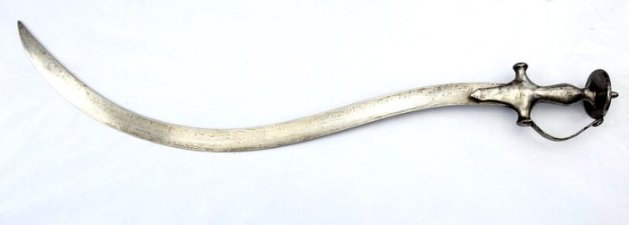 An exceptionally rare variation of the Mughal Indian 19 century sword with talwar style hilt