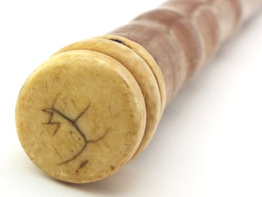 Antique Gentelmans 19th C. Walking Cane with FINEST Material handle. In good used condition.