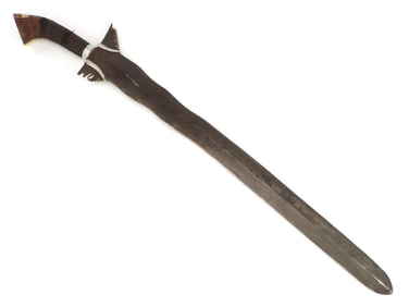 Antique Philippine Moro Kris Battle Sword Strong Damascus Blade.