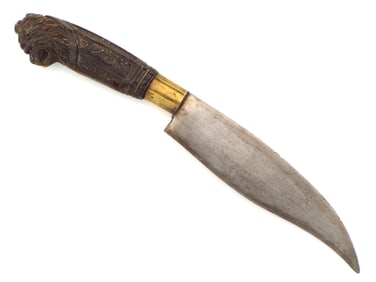 Antique Indonesian Dagger With Carved Wood Handle
