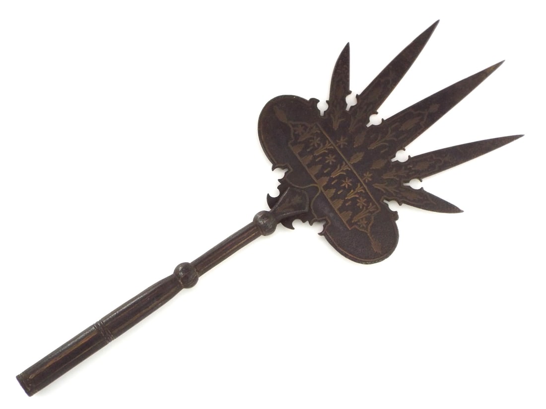 Antique Indo Persian SPEAR HEAD Lance, Wonderful hand wrought Islamic design with brass chasing (1 of 20)