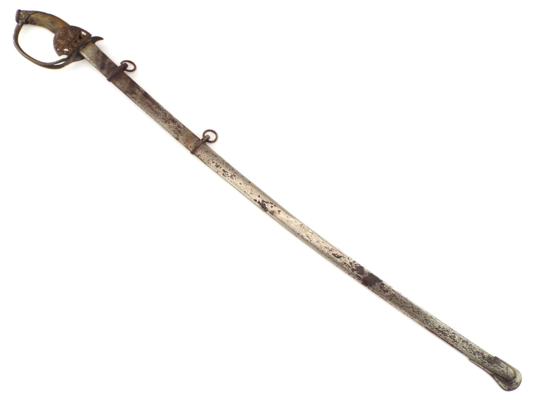 RARE Antique 19th C. Ottoman Turkish Officers Sword Islamic Symbols to Folding Guard (1 of 17)