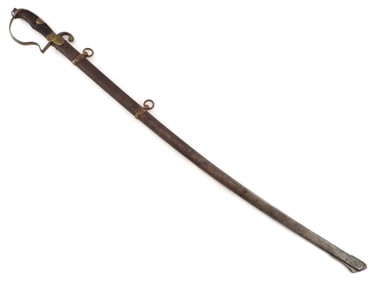 Antique 19th C. to WWI Islamic Ottoman Turkish Officer's Sword, Engraved Blade