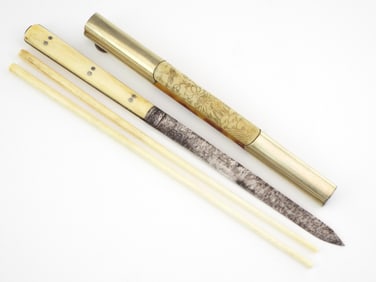 FINE Antique 19th C. Chinese TROUSSE Traveling Knife and Chopsticks Set