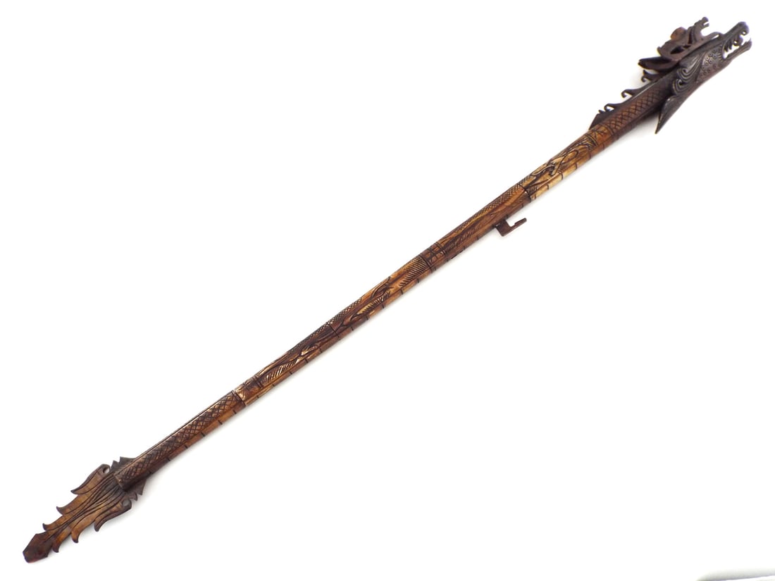 Chinese Dragon Carved Bone Dart Blow Gun: Chinese Dragon Carved Bone Dart Blow Gun Full Length 41 inch