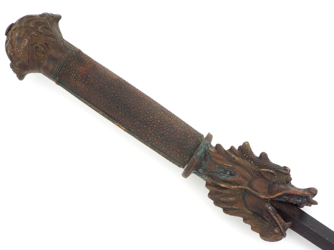 Very RARE Chinese Ming Dynasty Iron Helmet Breaker With Sting Ray Skin Handle (1 of 17)