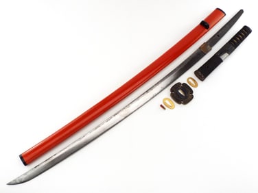 Japanese Edo Period Signed Samurai Katana Sword with TACHI Blade and Tsuba