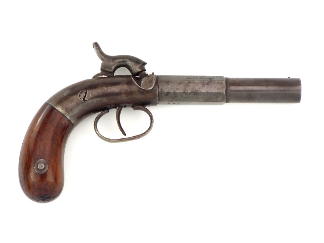 Antique American 19th Century Percussion Pocket Pistol Maker Marked: Antique American 19th Century Percussion Pocket Pistol Maker Marked