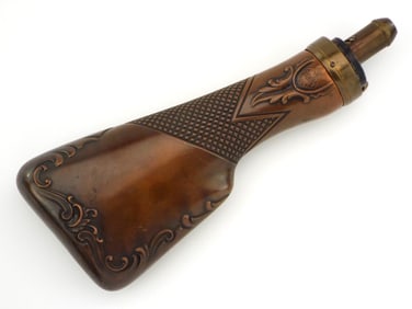 High Quality Antique German Hunting Copper Brass Powder Flask