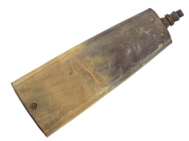 17-18th Century Flattened Horn Powder Flask with Brass Tip