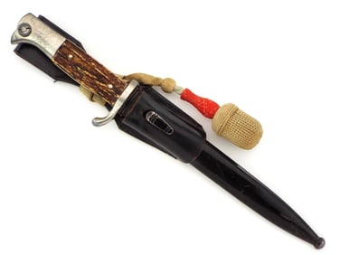 Very Interesting German WWII Officers Bayonet with Inscription On the Blade by KREBS Solingen. Stag