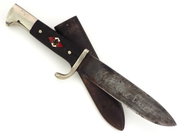 German WWII Early Motto Marked HJ Knife by Rare Maker HENCKELS Solingen