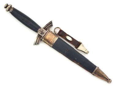 German WWII DVL Air Transport School Dagger by HELLER SOLINGEN nickel silver mounts Some damage to