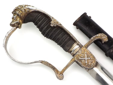 Imperial German WWI Kingdom of Saxony Artillery Officer's Lion Head Sword