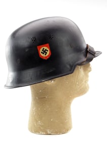 German WWII M34 Police/Fireman Helmet With Two Decals.