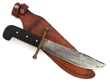 American WWII Air Force KINFOLKS Survival Bowie Knife with Original Leather Sheath