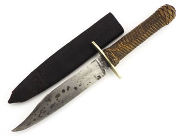 Antique English Bowie Knife By J.ROGERS With Interesting Sailor Made Naval Handle