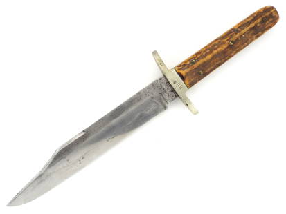 Antique American 19th C.Landers, Frary & Clark, LF&C Bowie Knife With Stag Handle.: Antique American 19th C. Landers Frary & Clark, LF&C Bowie Knife With Stag Handle.Full Length 11 Inches Blade Length 7 Inches.