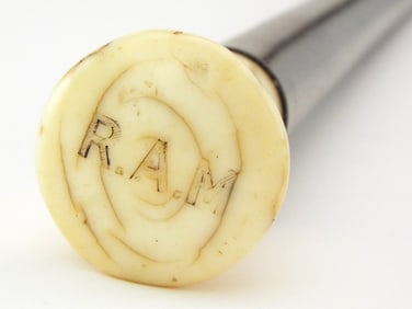 Antique 19th C. Walking Cane with Owners Initials with FINEST Material Handle