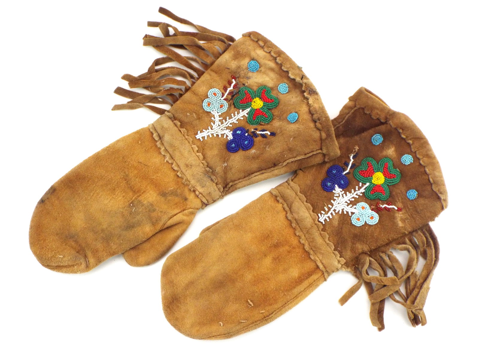 American Native Indian Beaded Mittens.: American Native Indian Beaded Mittens. Full Length 15 inch