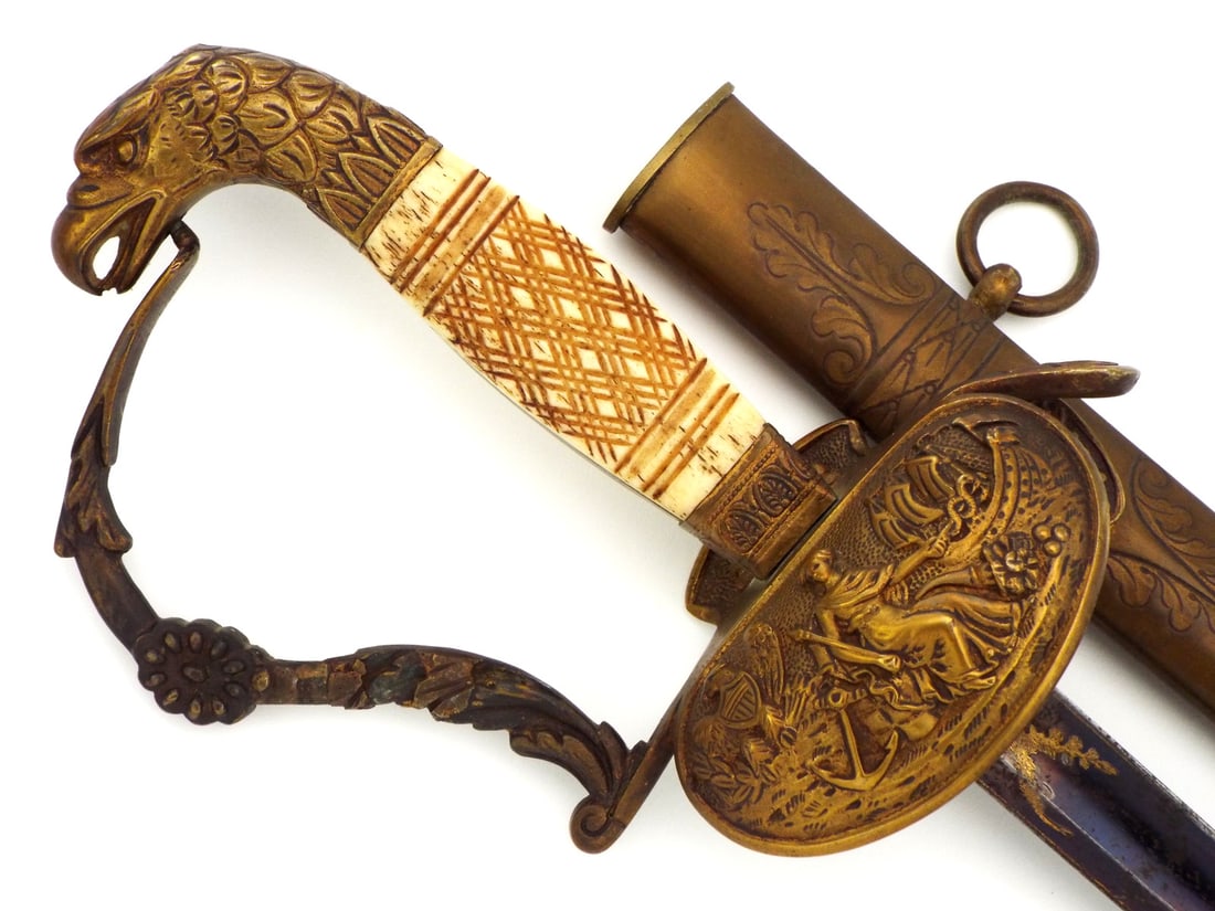 Fine and RARE  American War of 1812 Naval Officer's Eagle Head Navy Sword (1 of 20)