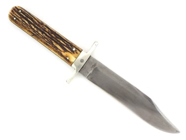 Antique 19th C. English Bowie Knife By WOSTENHOLM IXL SHEFFIELD With Stag Handle