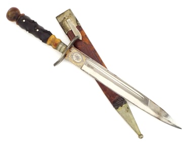 Interesting 19th. C. German Knife. Nice Carved Bone Handle