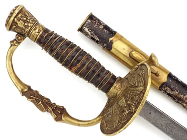Scarce M1860 American Civil War Cavalry Officer Sword RARE Etched Blade