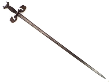 Very RARE 17th-18th C. Hungarian Blade Remounted in Victorian Iron Hilt