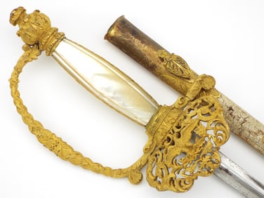 Antique Napoleonic French Court Officer or Diplomat Rapier Sword in Full Gilded Mounts