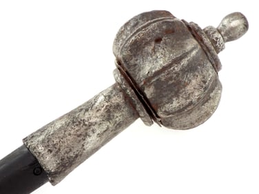 Rare 15th C. Polish or Hungarian All-Steel Flanged Battle Mace Head on Later Haft
